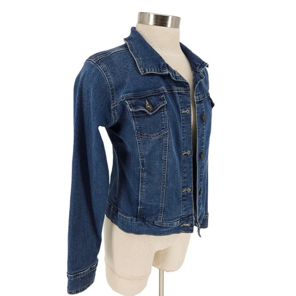 Old Navy Denim Jacket Long Sleeve Button Front Stone Wash - Picture 2 of 6